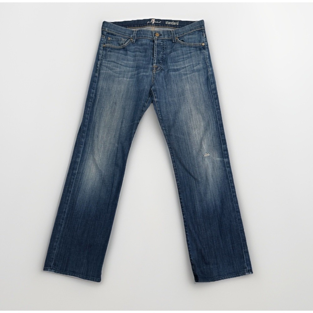 7 For All Mankind Jeans Men's Size 33 Blue Standard Regular Straight Button Fly
